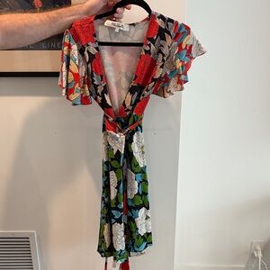 Diane Von Furstenberg Red and Black Floral Dress